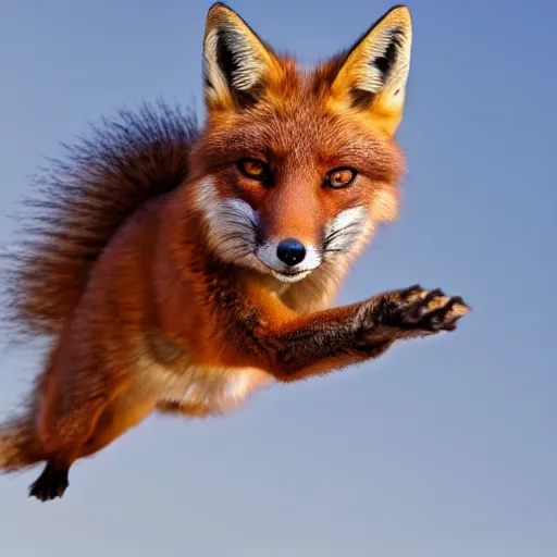 Prompt: a quick brown fox jumps over the lazy robot, high definition, 8 k, raw