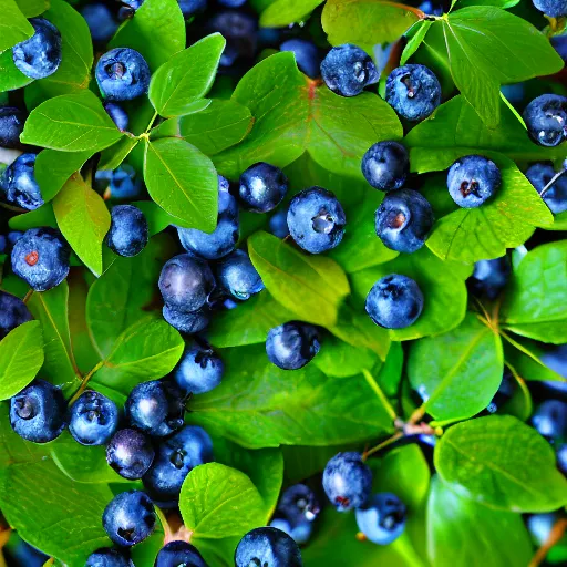 Image similar to artistic closeup render of blueberry bushes in a forest. Digital art. 4K. Trending on artstation. Highly detailed. Artistic. Rustic