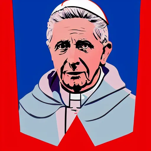 Image similar to portrait of pope benedict xvi screen print. pop art, high detail 8 k