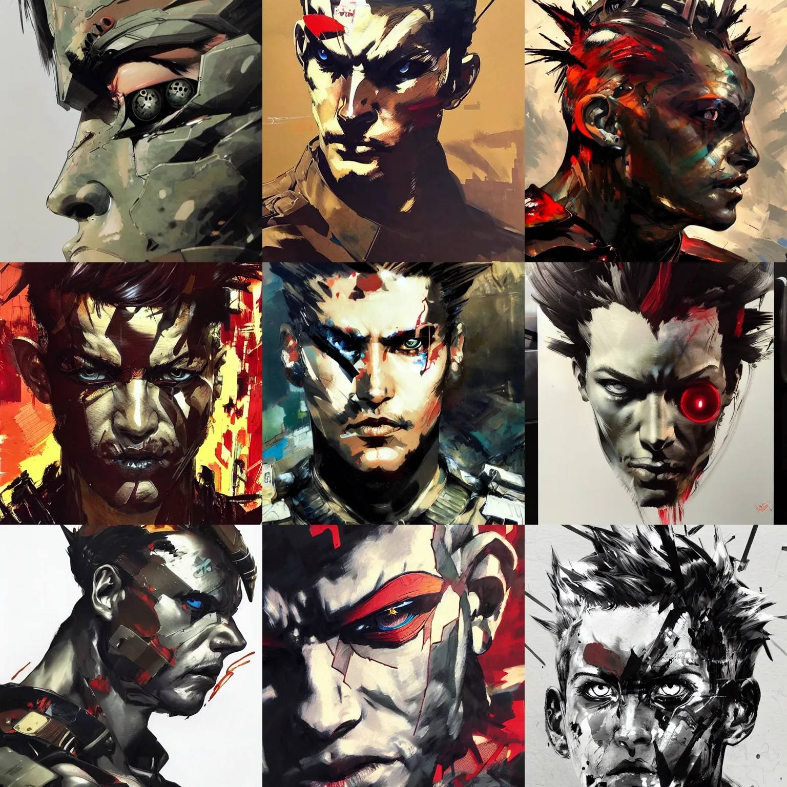 Prompt: a dramatic side portrait painting of a soldier.!! extreme, surreal cryptid eyes that glow!!. compound - eyes!! art by yoji shinkawa and sandra chevrier, trending on artstation, award - winning, perfect composition.