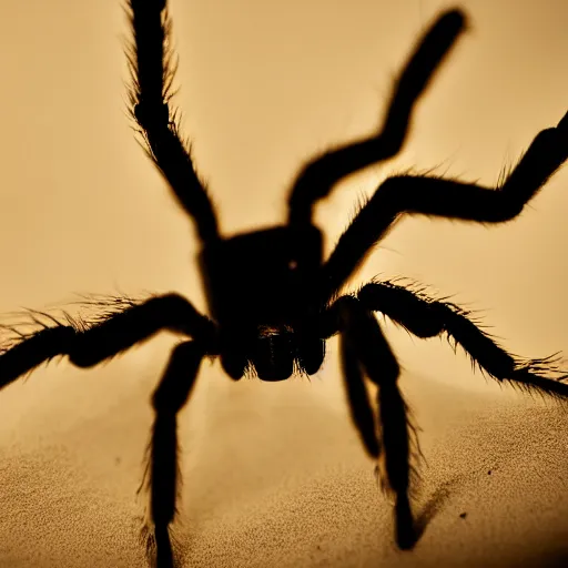 Image similar to detailed photograph of a chocolate ice cream cone becoming a hairy brown recluse spider body at the bottom. dramatic, golden light. realistic photograph. delicious. hairy. chocolatey. spidery.