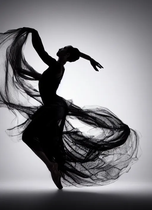 Image similar to a Photorealistic dramatic hyperrealistic render of a beautiful Female smoke dancer by Ken Brower and Deborah Ory of NYC Dance project,Lois Greenfield,Flowing cloth and smoke,Beautiful dynamic dramatic dark moody lighting,volumetric,shadows,cinematic atmosphere,Octane render,8K