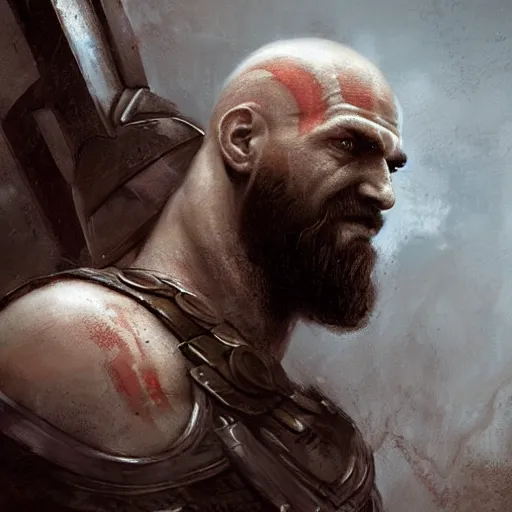 Prompt: Portrait of Kratos as Thor by greg rutkowski