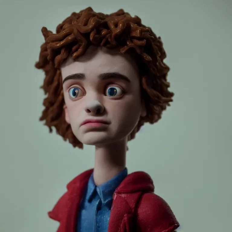 Image similar to a cinematic film still of a claymation stop motion film stranger things, portrait, shallow depth of field, 8 0 mm, f 1. 8