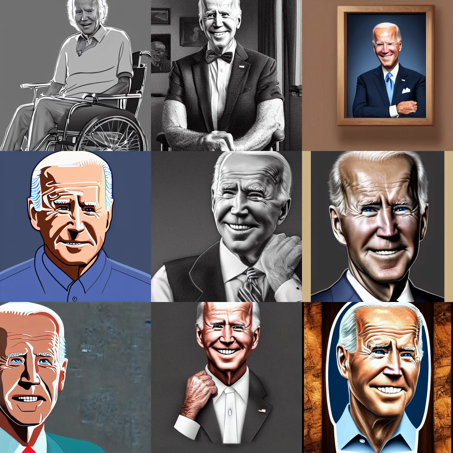 Prompt: highly detailed digital art illustration portrait of ancient-looking old Joe Biden in a nursing home in a wheelchair, 8k, TIME