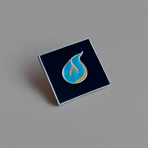 Image similar to a photo of a retro minimalistic plain fire flames enamel pin, studio lighting, behance