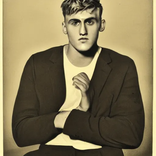 Prompt: a portrait of jake paul by man ray