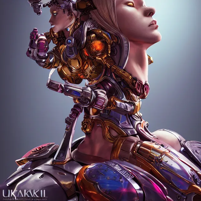 Image similar to studio portrait of lawful good colorful female holy mecha paladin absurdly beautiful, elegant, young fitness model, ultrafine hyperrealistic detailed face illustration by kim jung gi, irakli nadar, intricate linework, sharp focus, bright colors, matte, octopath traveler, final fantasy, unreal engine highly rendered, global illumination, radiant light, intricate environment