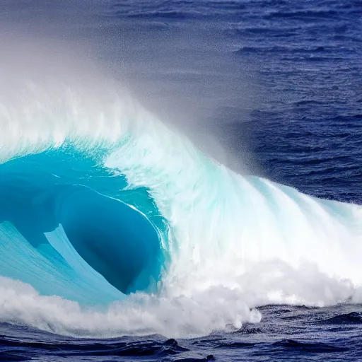 Prompt: diagram of a giant wave at teahupo'o