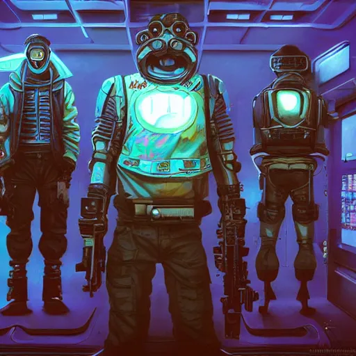 Image similar to Lofi vaporwave cyberpunk sci-fi cyberpunk tank crew, Pixar style, Tristan Eaton, Stanley Artgerm, Tom Bagshaw