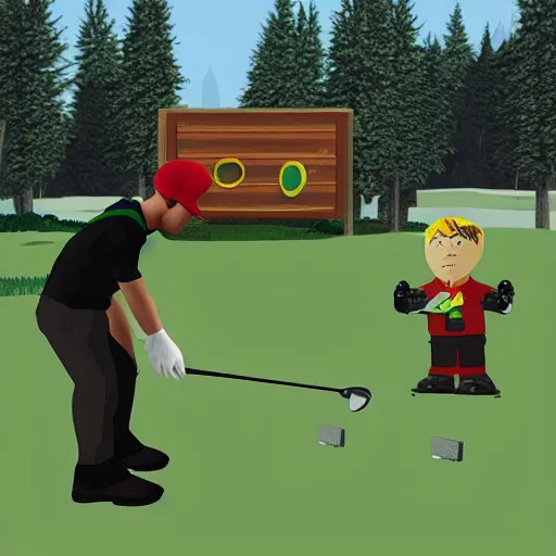 Image similar to master chief play golf in south park episode