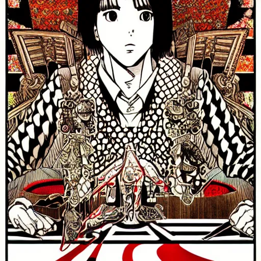 Image similar to ultrarealistic pop art poster from mangaka junji ito, intricate details, sharp details, perfect baroque like real project, symmetrical