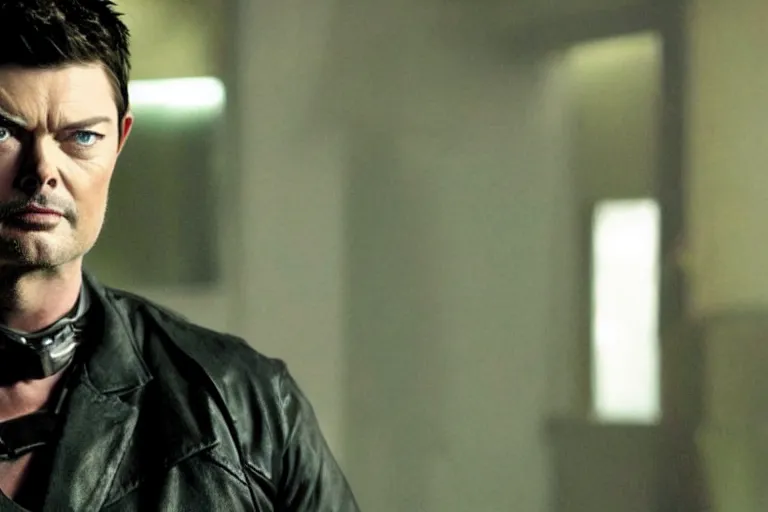 Prompt: a film still of karl urban in catwoman, high quality