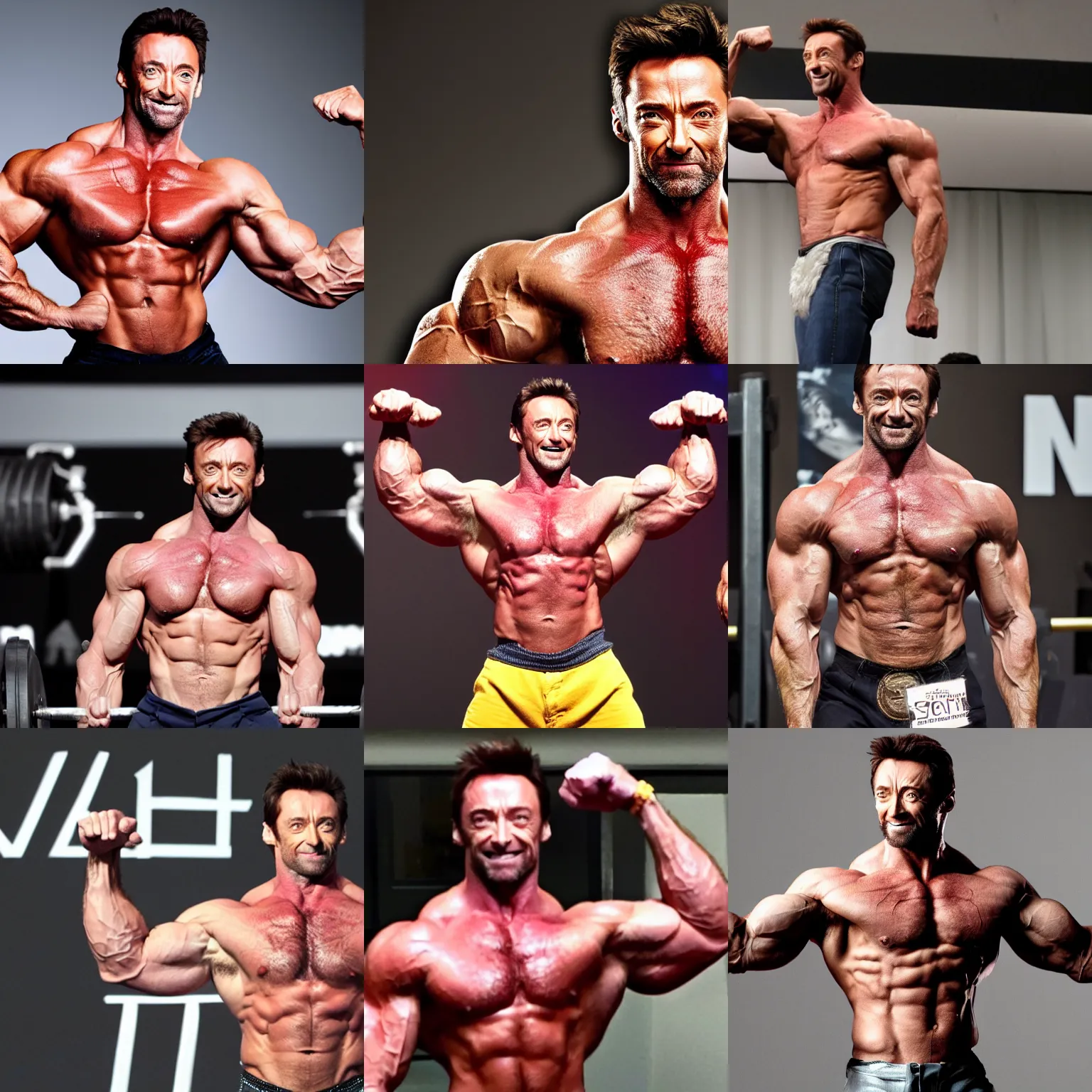 Prompt: hugh jackman as a bodybuilder, 4 k hd