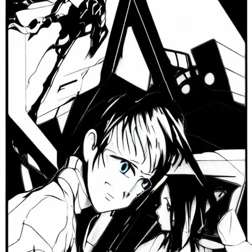 Prompt: highly detailed black and white neon genesis evangelion directed by david lynch poster eraser head