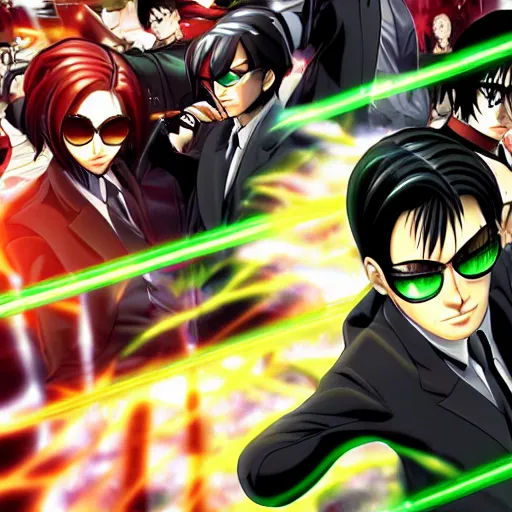 Image similar to neo matrix dodge bullets, anime key visual