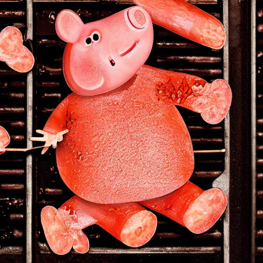 Image similar to roasted peppa pig on a barbecue, cg render, photorealistic, 4k