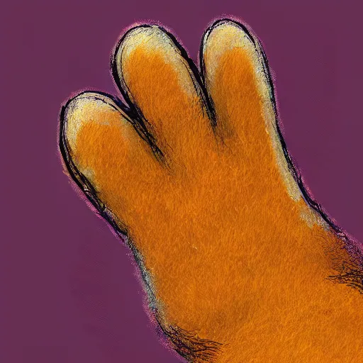 Image similar to fox paw, underside, fluffy, paw pads, pawprints, 4 k digital art