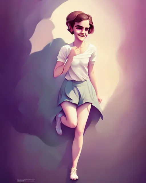 Image similar to beautiful full body Emma Watson smiling illustration by lois van baarle and loish and ross tran and rossdraws and sam yang and samdoesarts and artgerm and Cecil Beaton, Lee Miller, Irving Penn, David Bailey, octane render, cgsociety