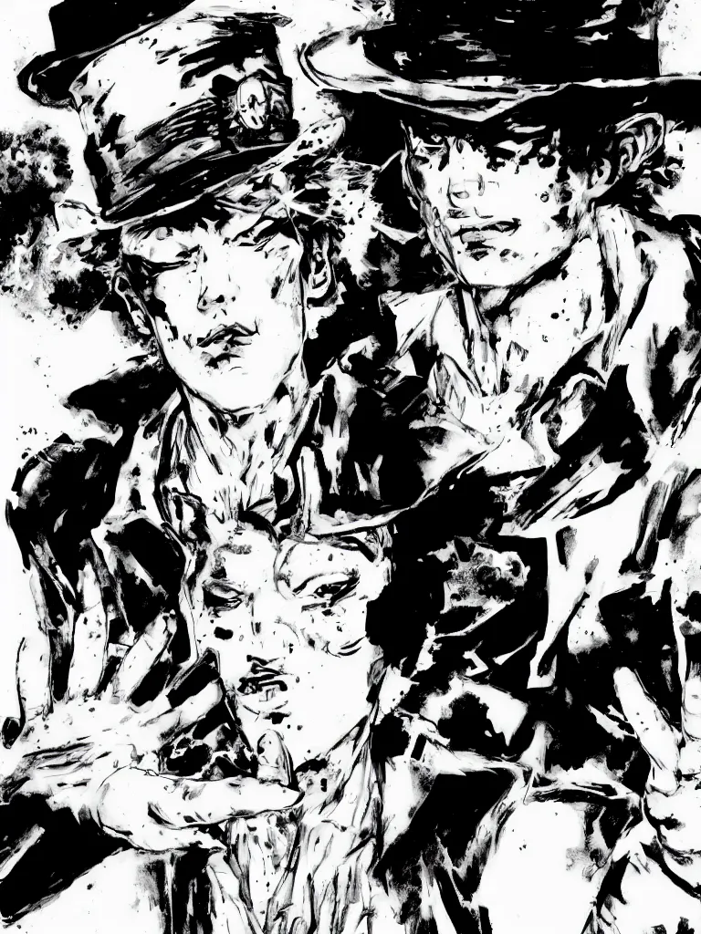 Prompt: jotaro kujo character design by hirohiko araki and lee bermejo