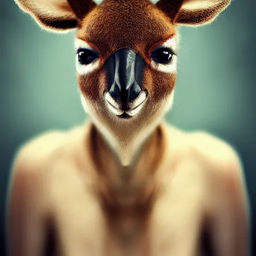 Image similar to anonymous as a kangaroo, award winning creature portrait photography, extremely detailed, artstation, 8 k, sensual lighting, incredible art, wlop, artgerm