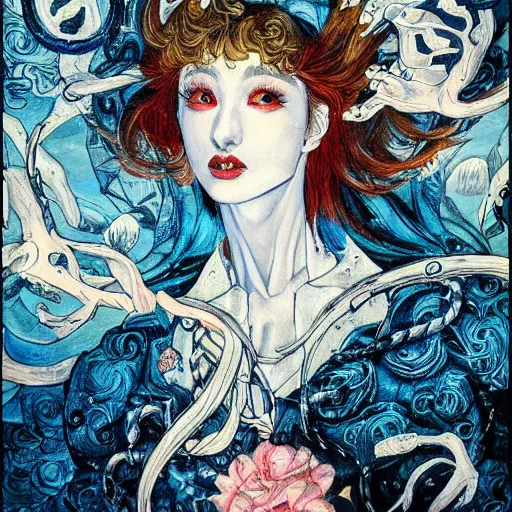 Image similar to a painting in the style of ayami kojima and in the style of james jean and in the style of charles dulac.