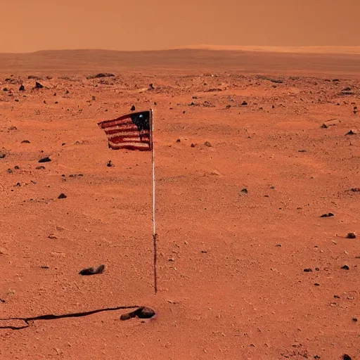 Prompt: a flag planted on mars