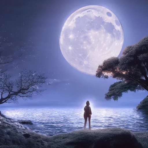 Image similar to The moonlight is the messenger of love, matte painting, concept art, 4k