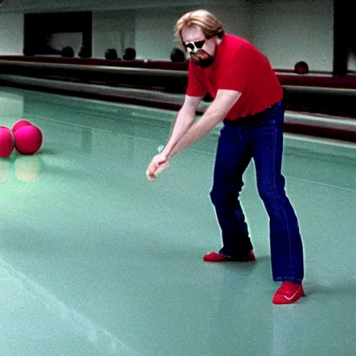 Image similar to big lebowski bowling a watermelon