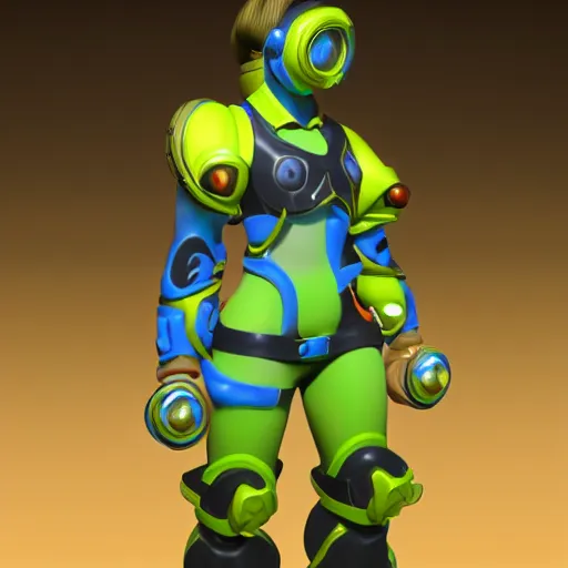 Prompt: female lucio, official 3D model, digital art, made by blizzard, 8K, promotional image