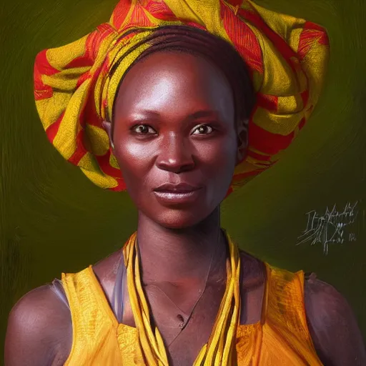 Image similar to portrait of a zimbabwean woman ( 3 5 ) from zimbabwe in 2 0 2 1, an oil painting by ross tran and thomas kincade