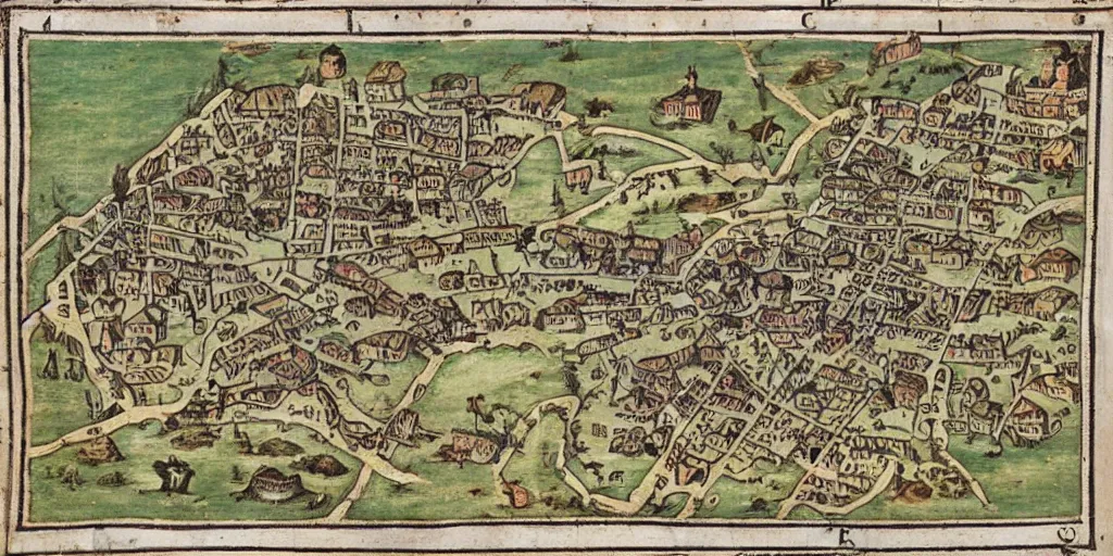 Image similar to medieval map labelled as of the town of yelm