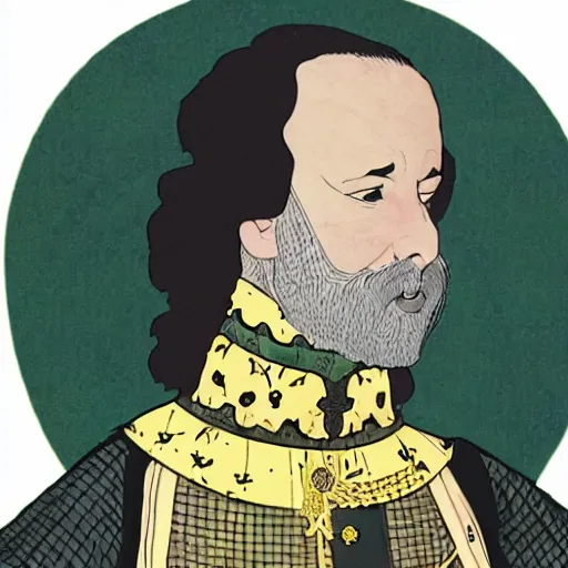 Image similar to portrait of king charles the 4 th in a still in a miyazaki movie