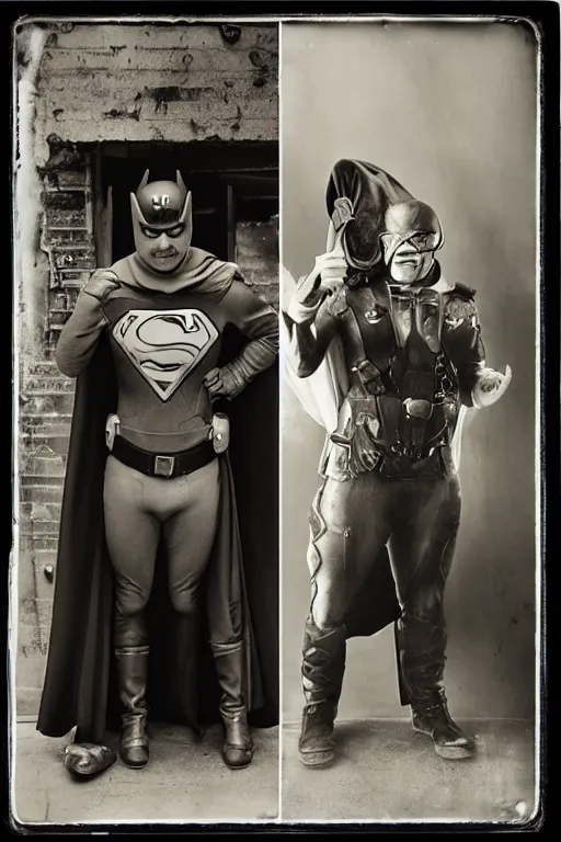 Image similar to collodion photo of superheroes in san francisco