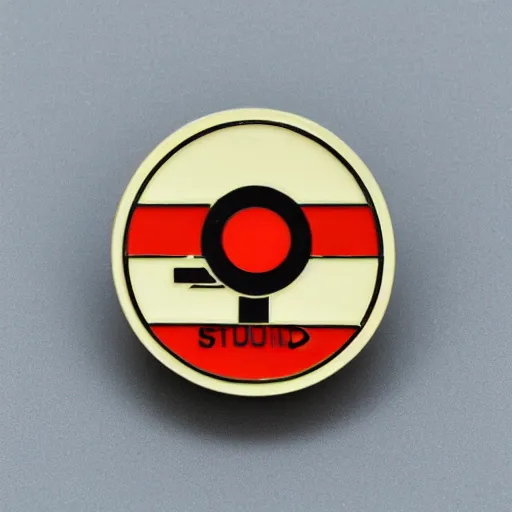 Image similar to a photo of a retro 5 0 s minimalistic clean fire warning enamel pin, studio lighting, behance