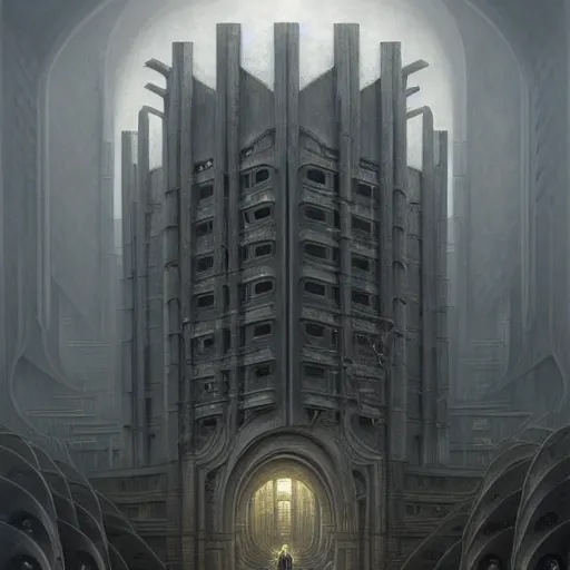 Image similar to brutalist architecture, symmetrical!!, grey, intricate, ugly highly detailed, centered, digital painting, artstation, concept art, smooth, sharp focus, illustration, artgerm, tomasz alen kopera, peter mohrbacher, donato giancola, joseph christian leyendecker, wlop, boris vallejo