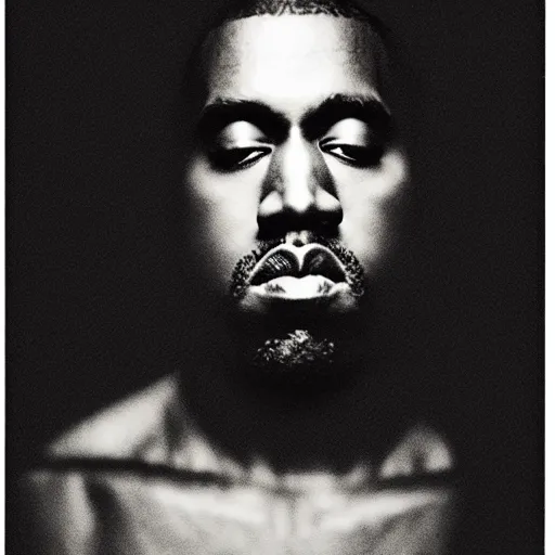 Prompt: a ( ( ( ( ( ( ( ( ( ( ( ( chiaroscuro lighting portrait ) ) ) ) ) ) ) ) ) ) ) of kanye west dressed as rick owens, black background, portrait by julia margaret cameron, shallow depth of field, 8 0 mm, f 1. 8