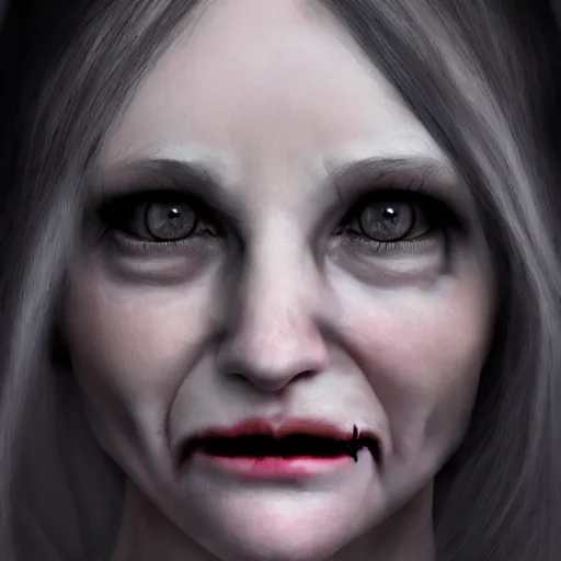 Image similar to a cute scary looking woman photorealistic, 8 k