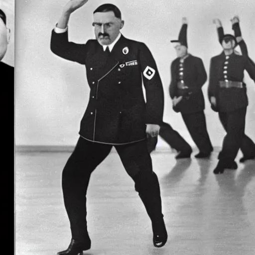 Prompt: adolf hitler dancing ricardo milos dance