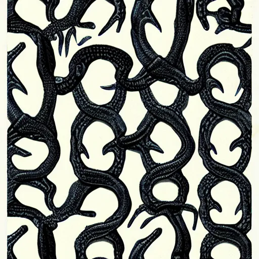 Image similar to M. C. Escher snake pattern