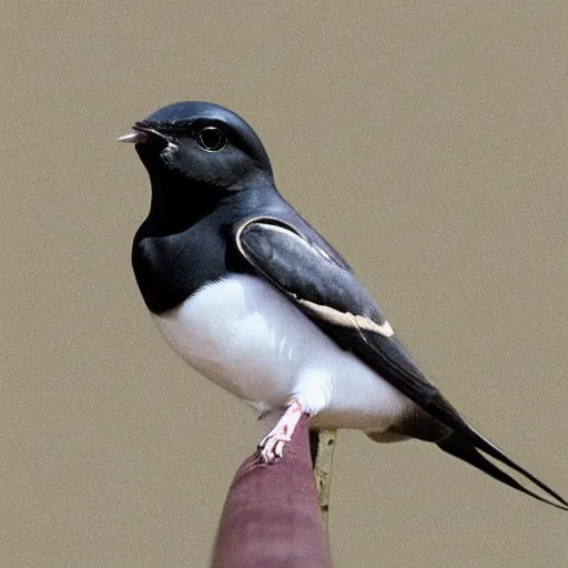 Prompt: a picture of a house martin wearing dr marten boots