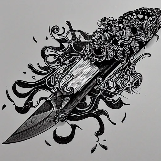 Image similar to a photo of an ink pen that is also knife by joe fenton