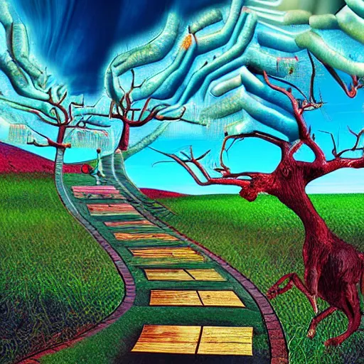 Image similar to pathways and philanthropy, digital art, surrealistic