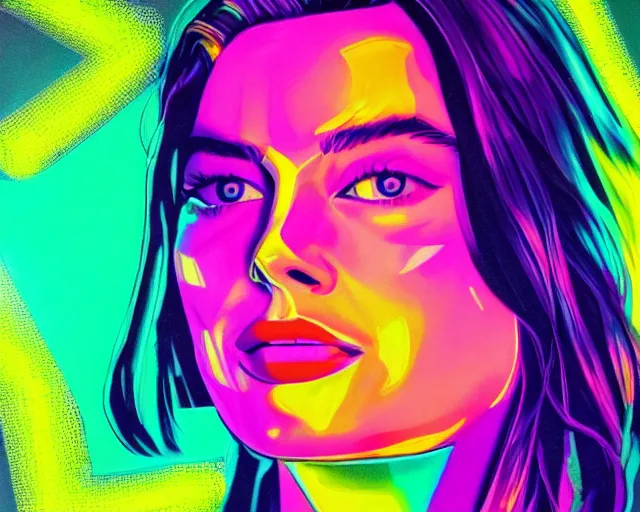 Image similar to margot robbie as a neon sculpture, hyper detailed