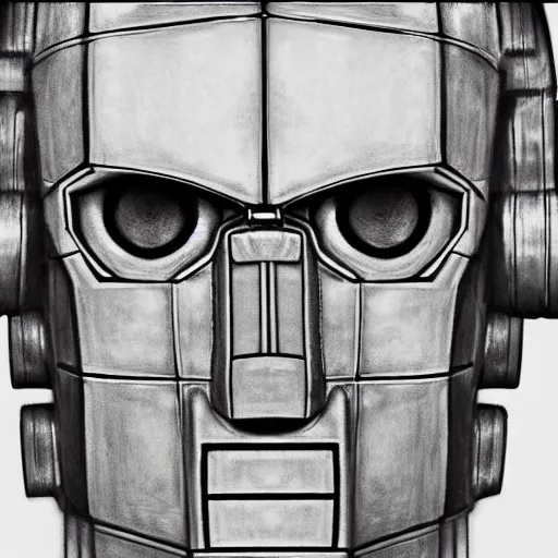 Image similar to close up of a cyberman with half of the mask broken of showing david tennant head pencil sketch cinematic lighting, render, fantasy