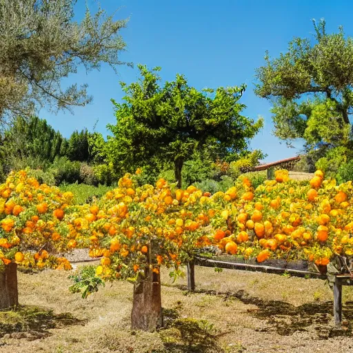 Image similar to a beautiful sunny afternoon in Northern Portugal, countryside, gardens with orange trees and lemons trees