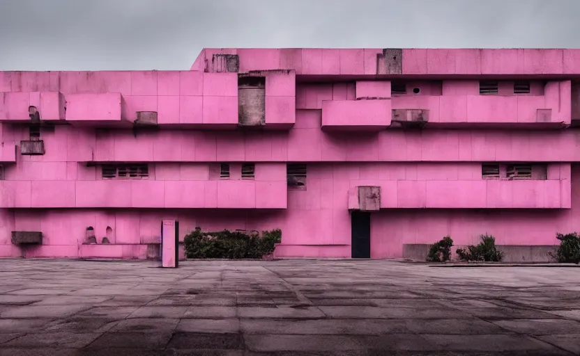 Image similar to pink brutalist building in the style of Blade Runner 2048