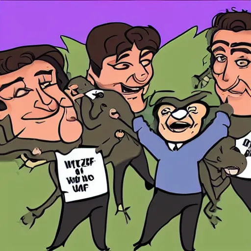 Image similar to mehmet oz being eaten by a pack of wolves, cartoony