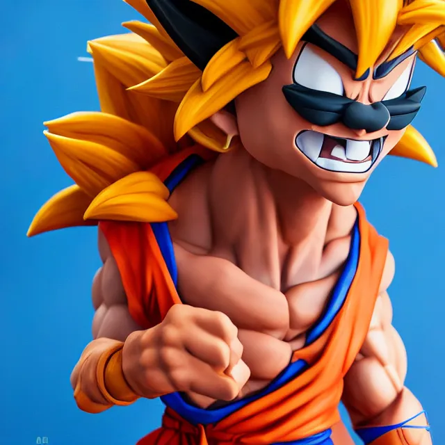 Prompt: portrait of happy goku made of clay, artstation, artgerm, hyper detailed, bokeh