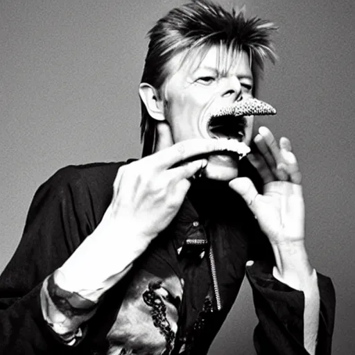 Prompt: david bowie CAN FIT 100 MARSHMALLOWS IN HIS MOUTH